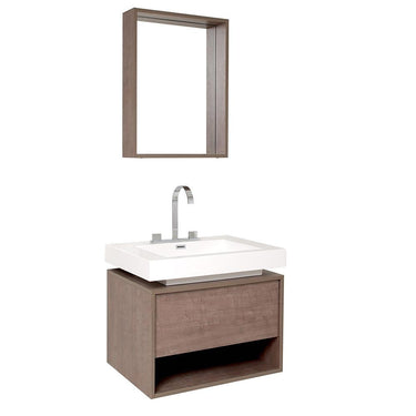 Fresca Potenza Gray Oak Modern Bathroom Vanity w/ Pop Open Drawer Vanity Fresca